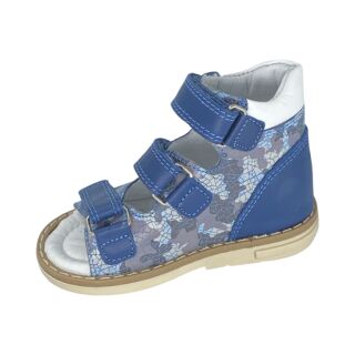 Анатомические детские босоножки Ortomedica 42-02 3 застежки, синие