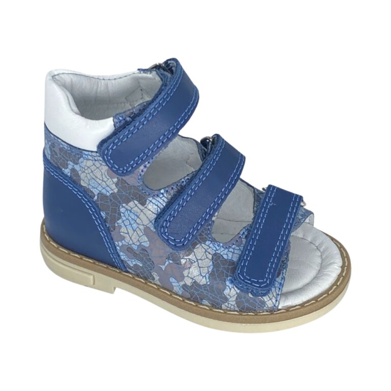 Анатомические детские босоножки Ortomedica 42-02 3 застежки, синие