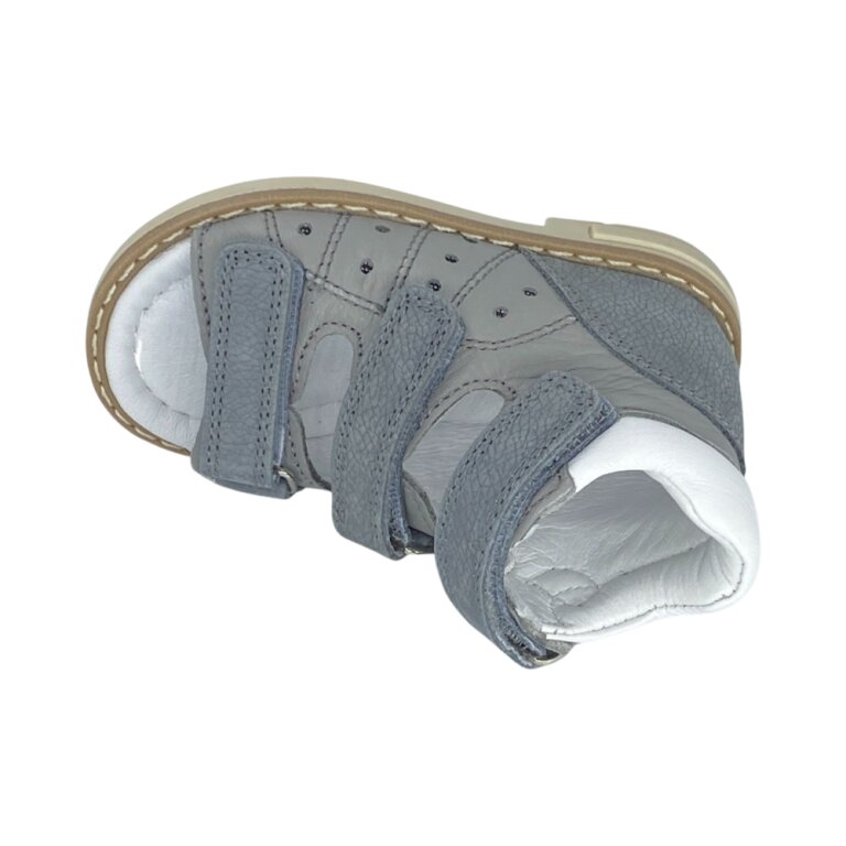 Анатомические детские босоножки Ortomedica 42-07 3 застежки, серые