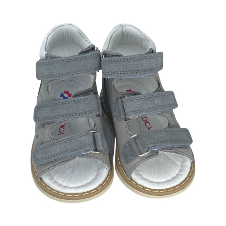 Анатомические детские босоножки Ortomedica 42-07 3 застежки, серые