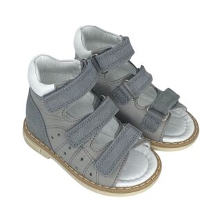 Анатомические детские босоножки Ortomedica 42-07 3 застежки, серые