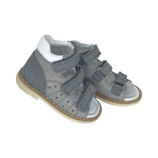 Анатомические детские босоножки Ortomedica 42-07 3 застежки, серые