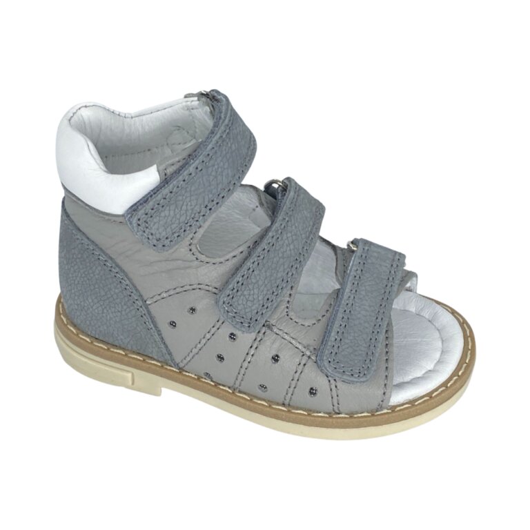 Анатомические детские босоножки Ortomedica 42-07 3 застежки, серые