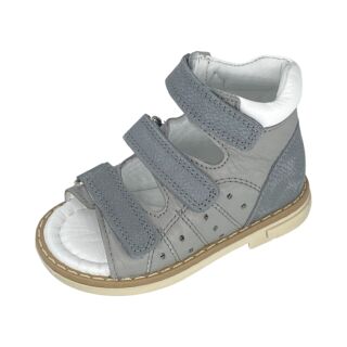 Анатомические детские босоножки Ortomedica 42-07 3 застежки, серые
