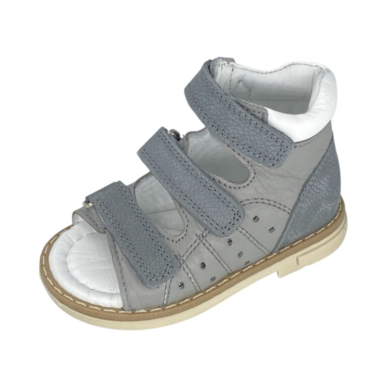 Анатомические детские босоножки Ortomedica 42-07 3 застежки, серые