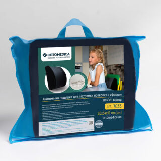 Анатомическая подушка Ortomedica 7033 под поясницу, с эффектом памяти, велюр  (35x34x12 см)
