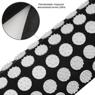 Коврик массажный Easyfit EF-2709-2 (69х40см, с подушкой-12х24см), черно-белый