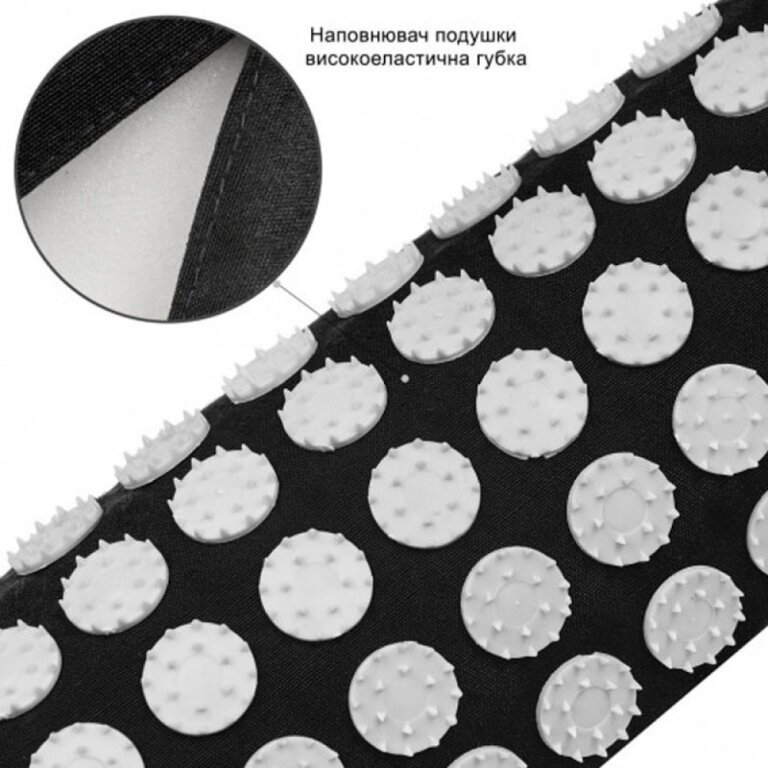 Коврик массажный Easyfit EF-2709-2 (69х40см, с подушкой-12х24см), черно-белый