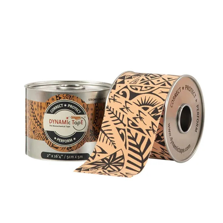 Кинезио тейп Dynamic Tape (5смх5м) бежевый с черной тату
