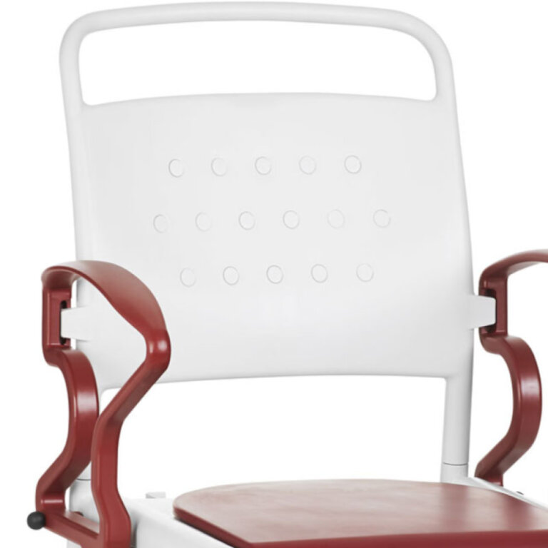 Стілець-туалет «Bonn» на колесах, макс.навантаження до 130 кг, ширина сидіння 56 см, складається, рубіновий