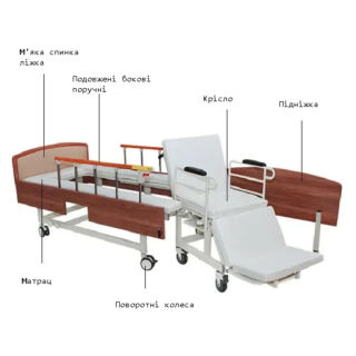 Медичне функціональне електричне ліжко MIRID W02 із вбудованим кріслом