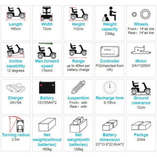 Електричний скутер для інвалідів MIRID W4026