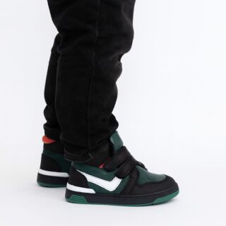 Детские Анатомические ботинки демисезонные Ortomedica 110-03 профилактические, черно-зеленые