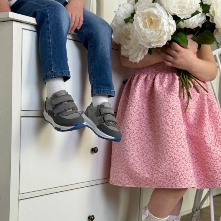 Детские Анатомические кроссовки Ortomedica 24Y20-03 серо-голубые