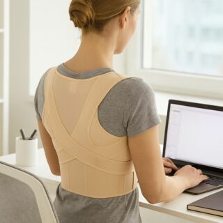 Корсет для спины от сутулости Aurafix AO-53 корректор осанки, бежевый