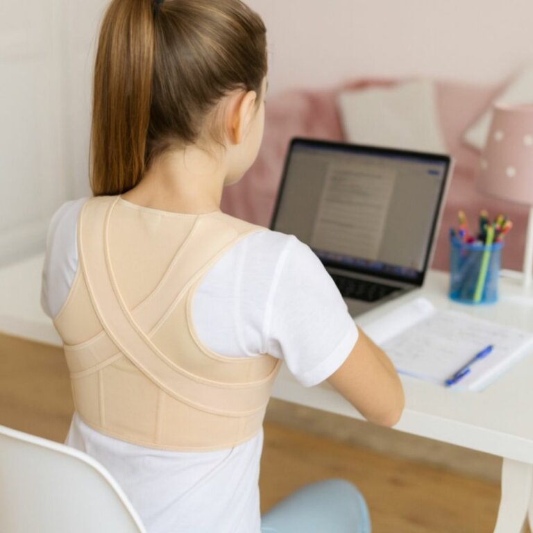 Корсет для спины от сутулости Aurafix AO-53 корректор осанки, бежевый