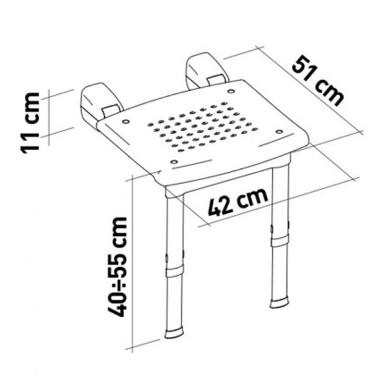 Откидное сиденье для душевой KING-PWSL-00 на ножках с настенным креплением