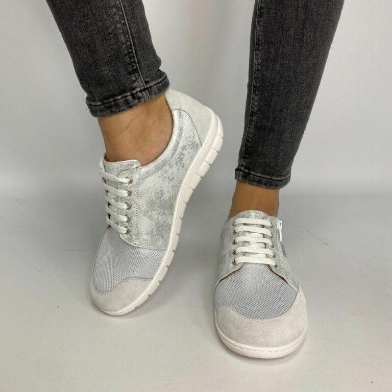 Анатомические женские кроссовки Softmode 2509 кожаная, серебро