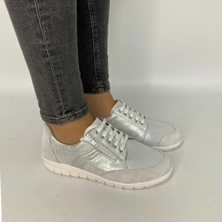 Анатомические женские кроссовки Softmode 2509 кожаная, серебро