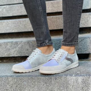 Анатомические женские кроссовки Softmode 2509 кожаная, серебро