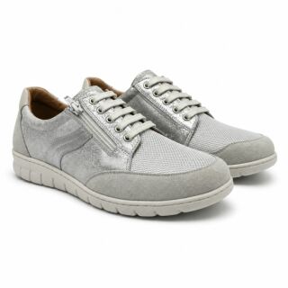 Анатомические женские кроссовки Softmode 2509 кожаная, серебро