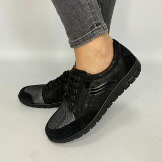 Анатомические женские кроссовки Softmode 2509 кожаные, черные