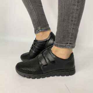 Анатомические женские кроссовки Softmode 726403 кожаные, черные