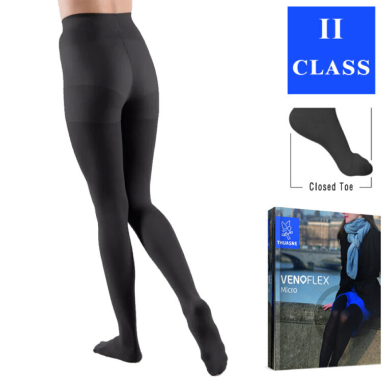 Колготки компресійні Thuasne Venoflex Micro 2 клас (23-32 мм.рт.ст.) з закритим носком, чорні, стандартні