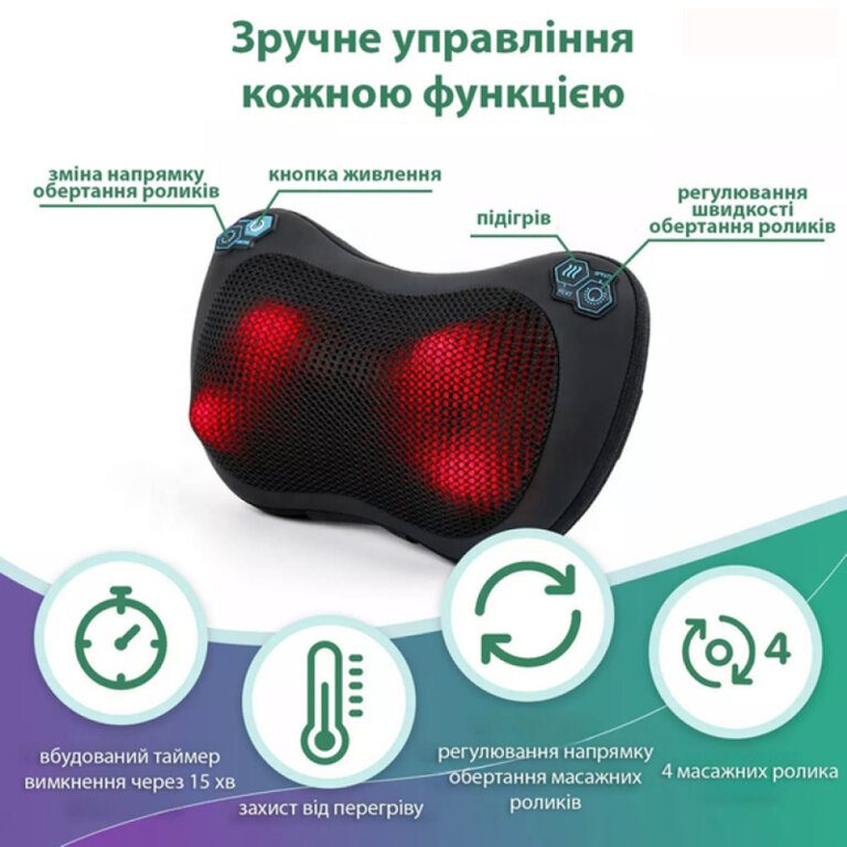 Масажна роликова подушка Zabobon ZM-P002
