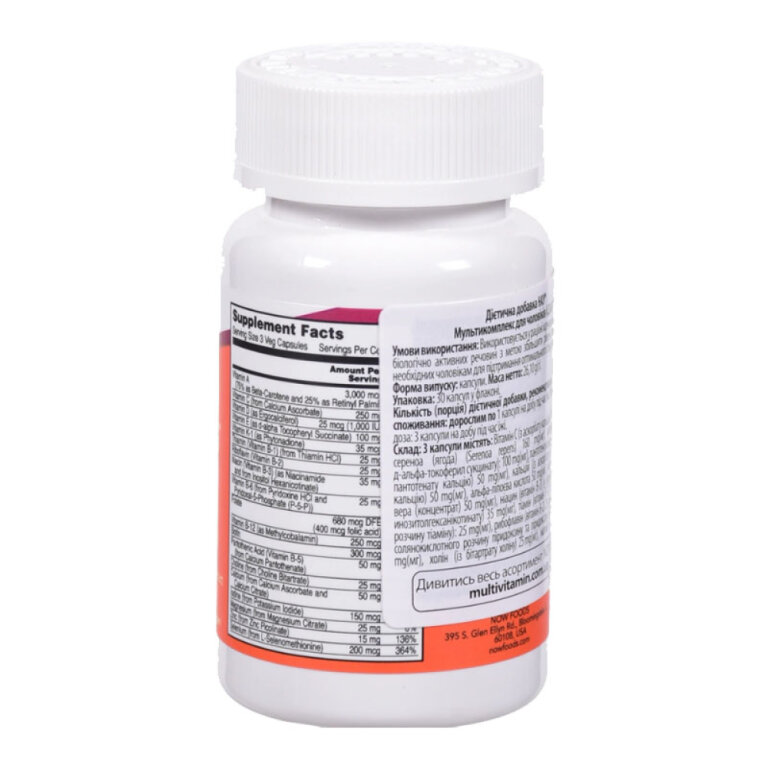 Витамины NOW ADAM комплекс для мужчин в капсулах №30