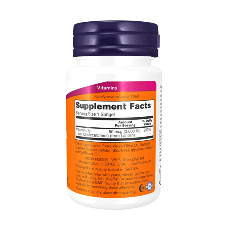 Вітаміни NOW ВІТАМІН D-3 2000 МО у м'яких капсулах №30