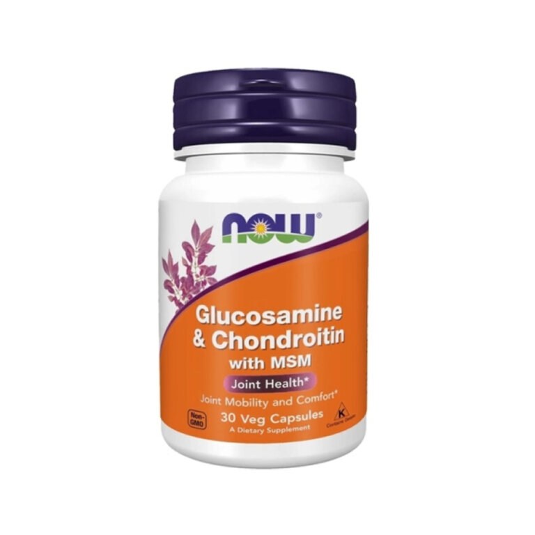 Вітаміни NOW ГЛЮКОЗАМІН, ХОНДРОЇТИН з МСМ здоров'я суглобів у капсулах №30