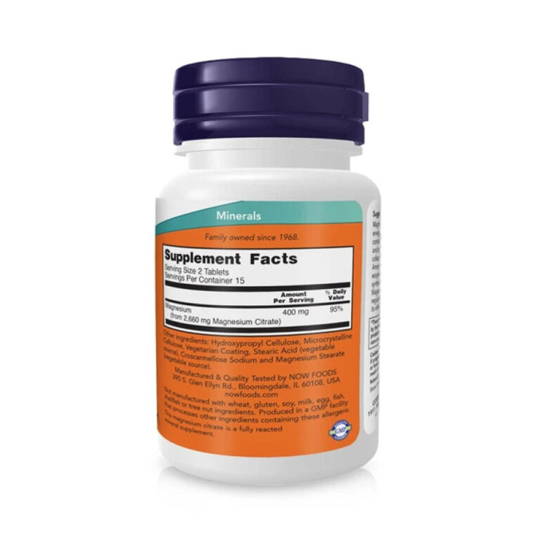 Витамины NOW МАГНИЯ ЦИТРАТ 200 мг в таблетках №30