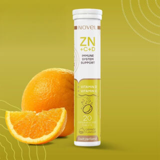 Вітаміни шипучі NOVEL Vitamin C + Zinc + D №20