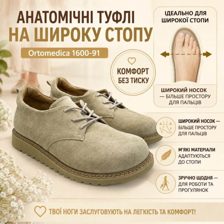 Туфлі жіночі анатомічні Ortomedica 1600-91 бежеві