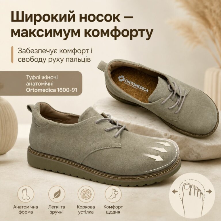 Туфлі жіночі анатомічні Ortomedica 1600-91 бежеві