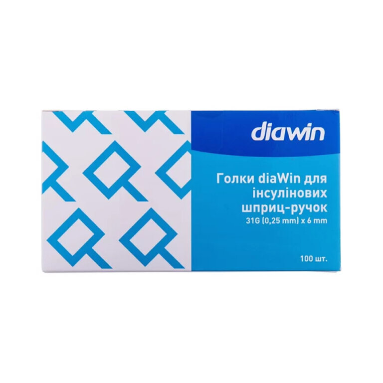 Голки Diawin для інсулінових шприц-ручок 31G (0,25 мм) х 6 мм (100 шт.)