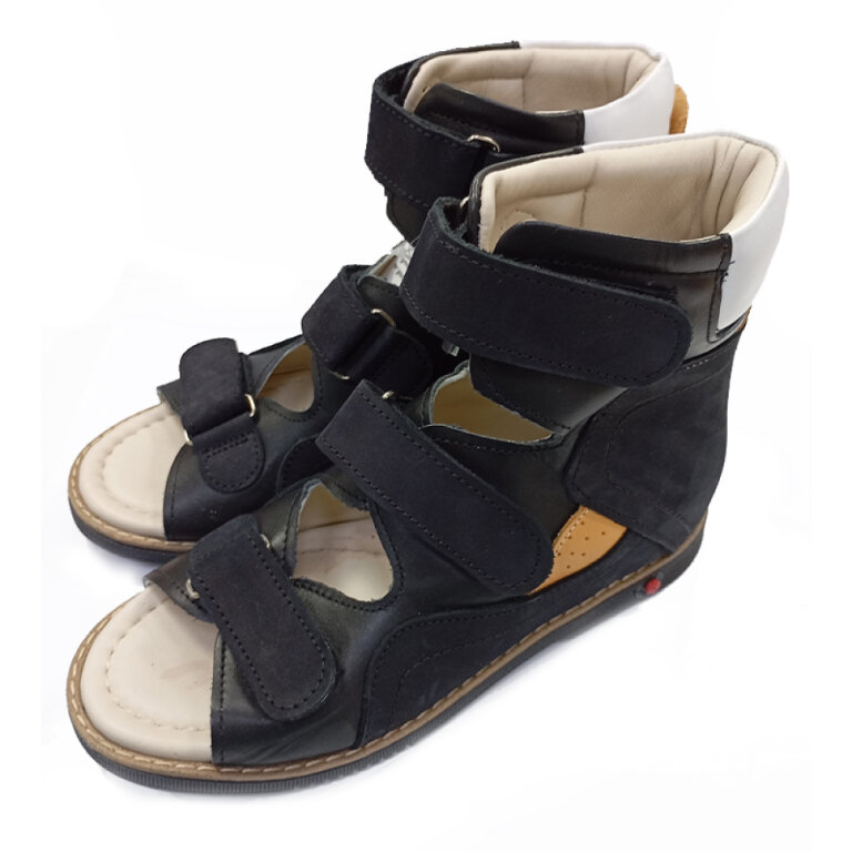 УЦЕНКА! Анатомические босоножки детские Ortomedica 2801 черные (стелька в пятнах краски) размер 34