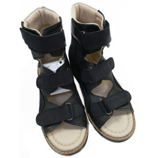 УЦЕНКА! Анатомические босоножки детские Ortomedica 2801 черные (стелька в пятнах краски) размер 34