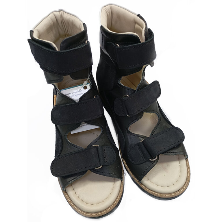 УЦЕНКА! Анатомические босоножки детские Ortomedica 2801 черные (стелька в пятнах краски) размер 34