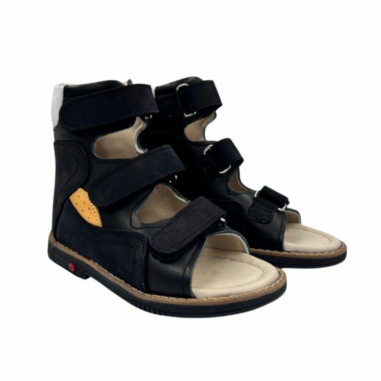 УЦЕНКА! Анатомические босоножки детские Ortomedica 2801 черные (стелька в пятнах краски) размер 34