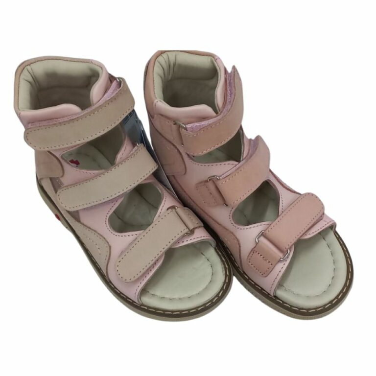 УЦІНКА! Анатомічні босоніжки дитячі Ortomedica 2801 пудрові (один з пари втратив колір) розмір 26