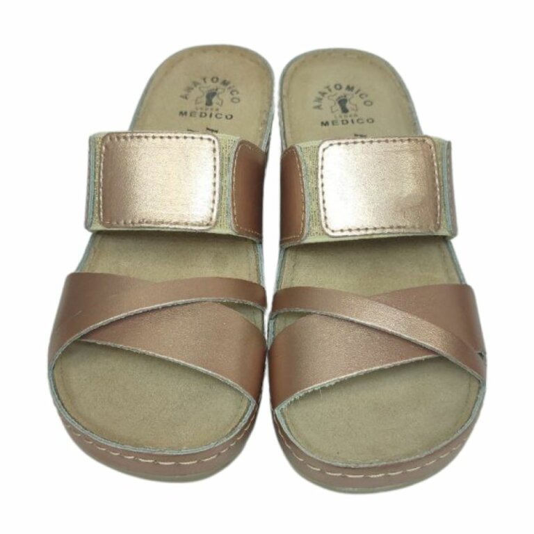 УЦІНКА! Анатомічні шльопанці жіночі Fratelli Babb D-304 бронза (пляма клею) розмір 38