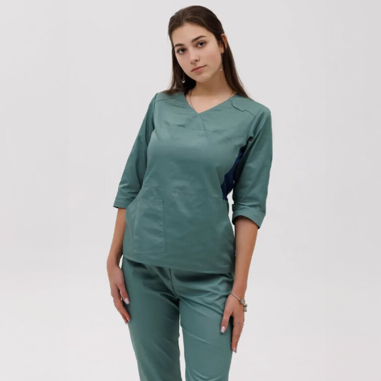 Костюм женский котоновый TopLine Селеста олива-темно синий 103-109