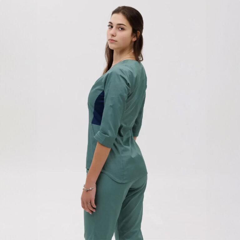 Костюм женский котоновый TopLine Селеста олива-темно синий 103-109