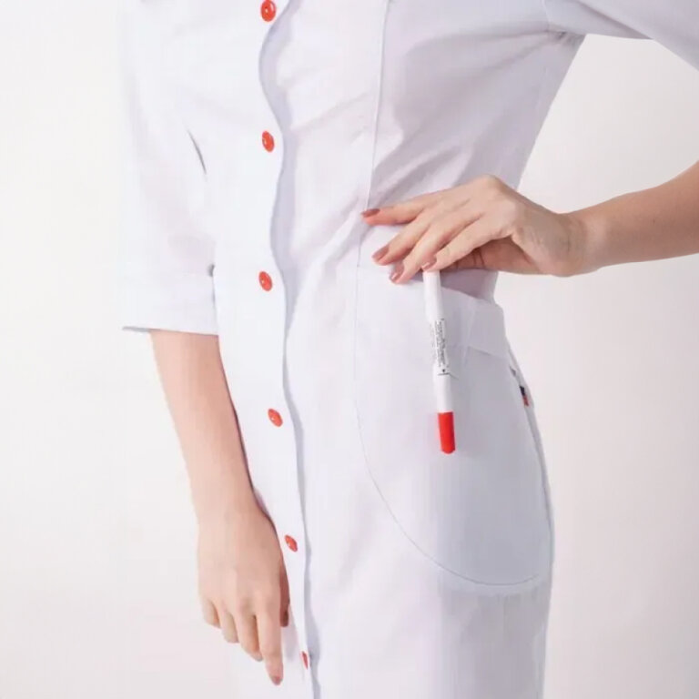 Халат котоновий жіночий TopLine Арізона білий-червона кнопка 01-17 3/4