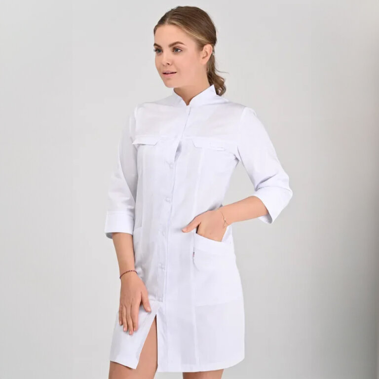 Халат котоновий жіночій TopLine Пекін білий-білий 01-01 (3/4)