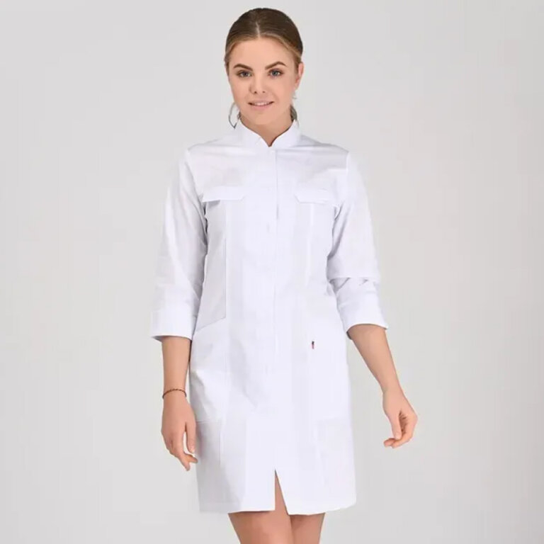 Халат котоновий жіночій TopLine Пекін білий-білий 01-01 (3/4)