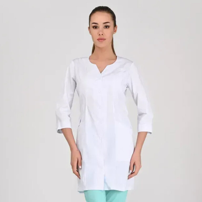 Халат котоновий жіночій TopLine Варна білий 01 (3/4)