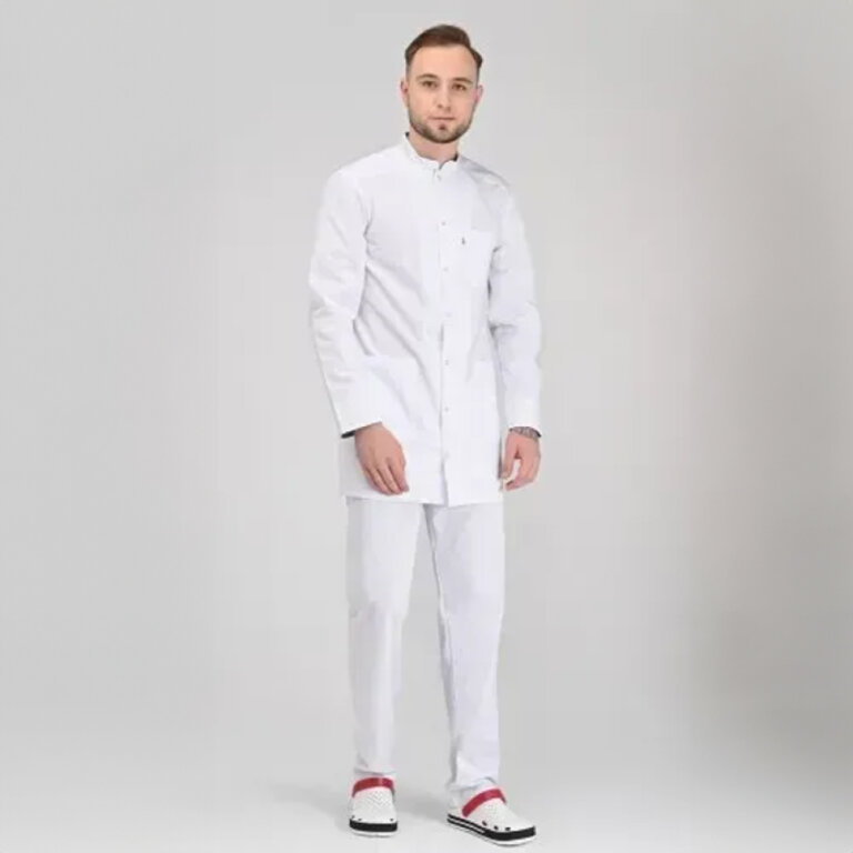 Халат котоновий чоловічий TopLine Бонн білий 01 ДР